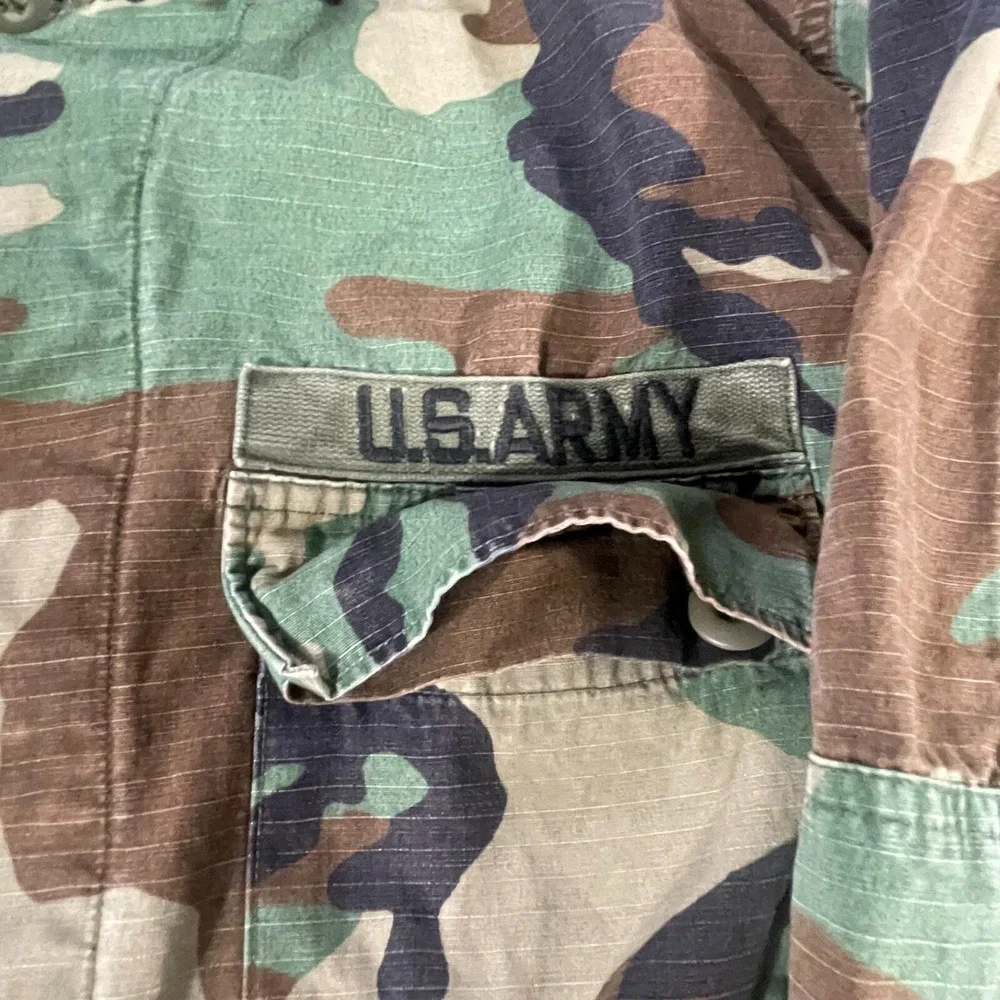 VTG US Army Shirt Mens M Green Camo Button Up OD Subdued 3rd Sustainment Command